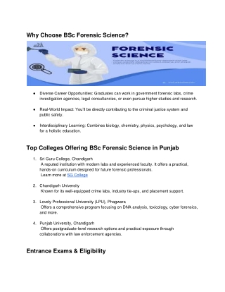 Why Choose BSc Forensic Science