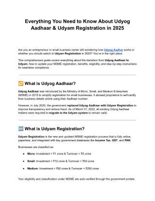 Everything You Need to Know About Udyog Aadhaar & Udyam Registration in 2025