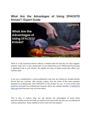 What Are the Advantages of Using DFACKTO Knives?: Expert Guide
