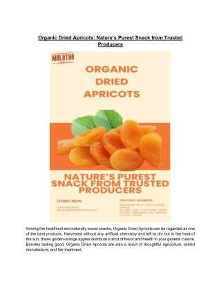 Organic Dried Apricots Nature’s Purest Snack from Trusted Producers