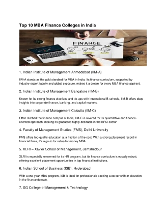 Top 10 MBA Finance Colleges in India (1)