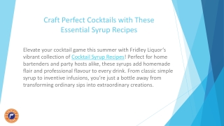 Craft Perfect Cocktails with These Essential Syrup Recipes