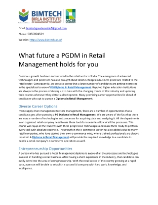 What future a PGDM in Retail Management holds for you