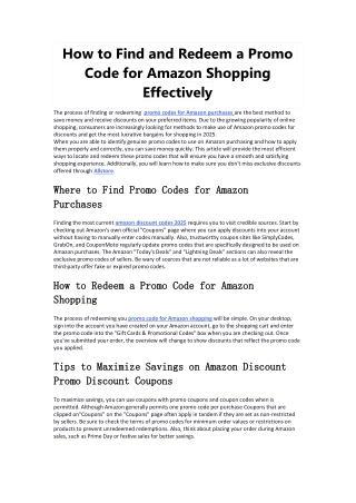 How to Find and Redeem a Promo Code for Amazon Shopping Effectively
