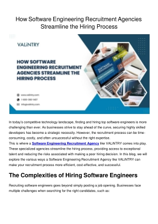 How Software Engineering Recruitment Agencies Streamline the Hiring Process