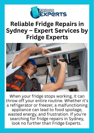 Reliable Fridge Repair Services in Sydney Fridge Experts