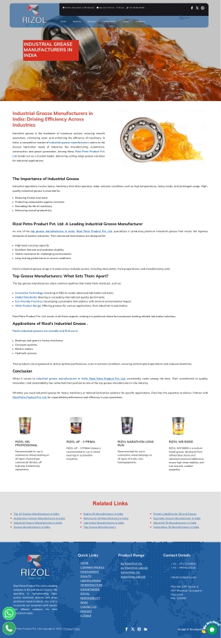 Leading Industrial Grease Suppliers in India