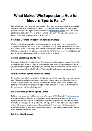 What Makes WinSuperstar a Hub for Modern Sports Fans
