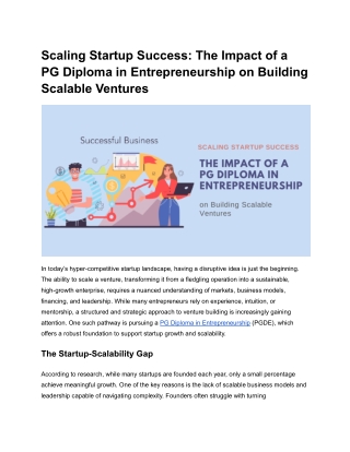 Scaling Startup Success_ The Impact of a PG Diploma in Entrepreneurship on Building Scalable Ventures