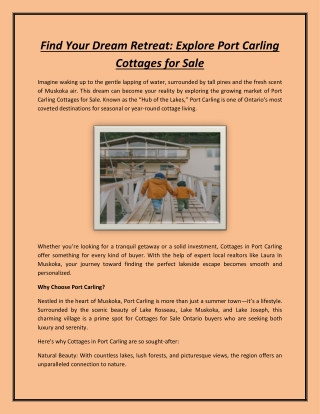 Find Your Dream Retreat: Explore Port Carling Cottages for Sale