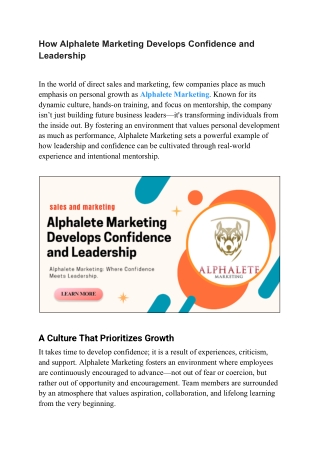 Alphalete Marketing – Build Skills, Build Success
