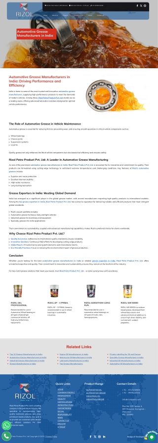 India’s Leading Automotive Grease Makers