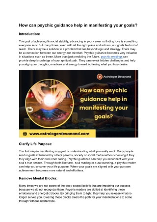 How can psychic guidance help in manifesting your goals