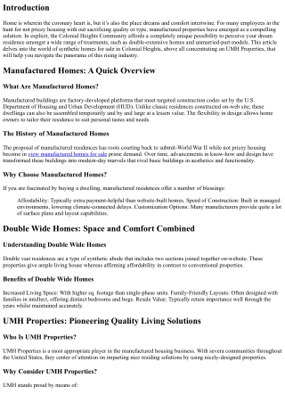 Discover Your Dream Home: Exploring Manufactured Homes for Sale in Colonial Heig