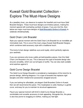 Kuwait Gold Bracelet Collection - Explore The Must-Have Designs