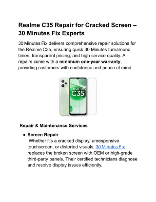 Realme C35 Repair for Cracked Screen – 30 Minutes Fix Experts