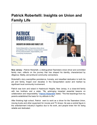 Profile of Union Leader Patrick Robertelli