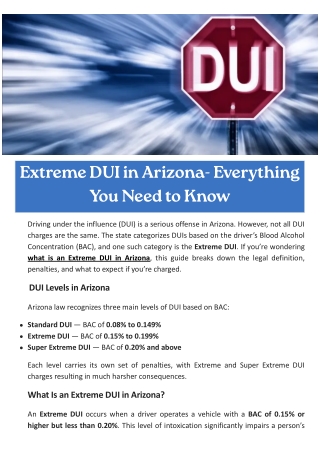 Extreme DUI in Arizona- Everything You Need to Know