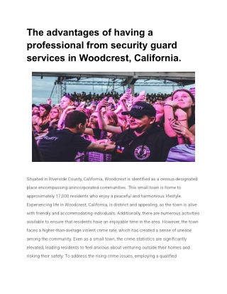 The advantages of having a professional from security guard services in Woodcrest, California