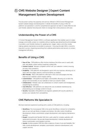 CMS Website Designer _ Expert Content Management System Development