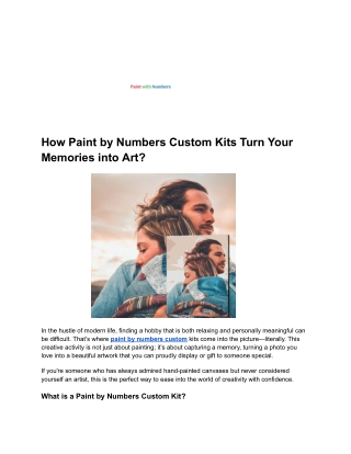 How Paint by Numbers Custom Kits Turn Your Memories into Art?