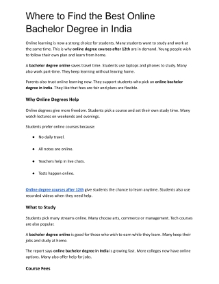 Where to Find the Best Online Bachelor Degree in India