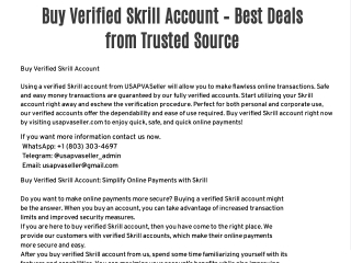 Buy Skrill Verified Account Online – Quick & Hassle-Free Process