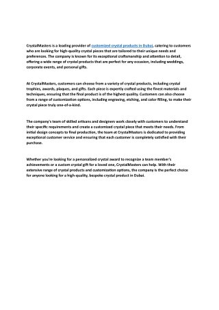 Custom crystal products Dubai