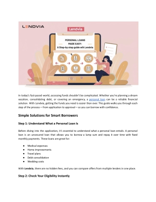Personal Loans Made Easy A Step-by-Step Guide with Lendvia