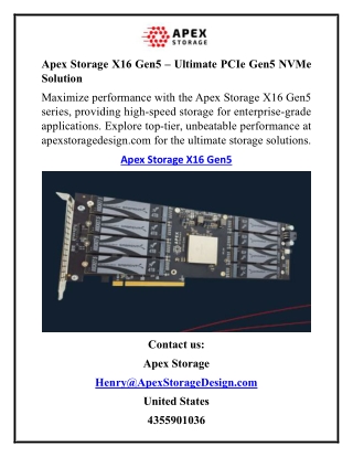 Apex Storage X16 Gen5 – Ultimate PCIe Gen5 NVMe Solution