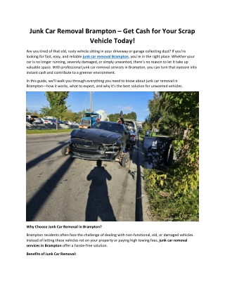 Junk Car Removal Brampton