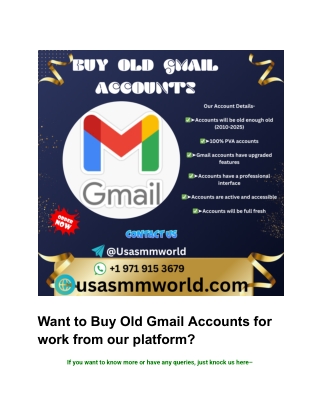 Want to Buy Old Gmail Accounts for work from our platform_