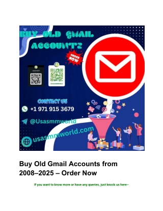 Buy Old Gmail Accounts from 2008–2025 – Order Now