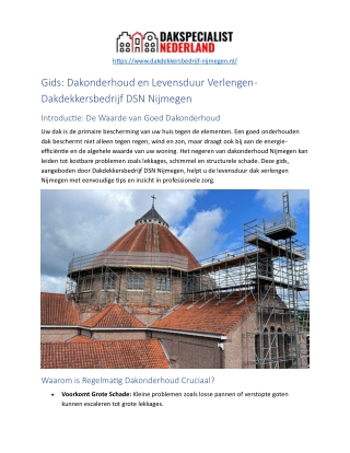Gids Dakonderhoud en Levensduur Verlengen - Dakdekkersbedrijf DSN Nijmegen
