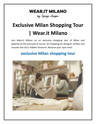 Exclusive Milan Shopping Tour