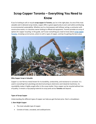 Scrap Copper Toronto