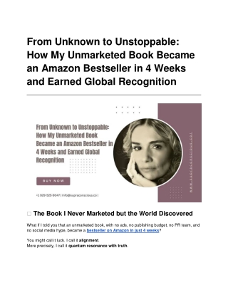 From Unknown to Unstoppable: How My Unmarketed Book Became an Amazon Bestseller