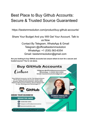 Best Place to Buy Github Accounts_ Secure & Trusted Source Guaranteed