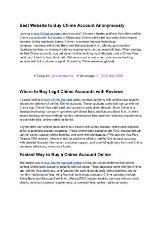 Best Website to Buy Chime Account Anonymously