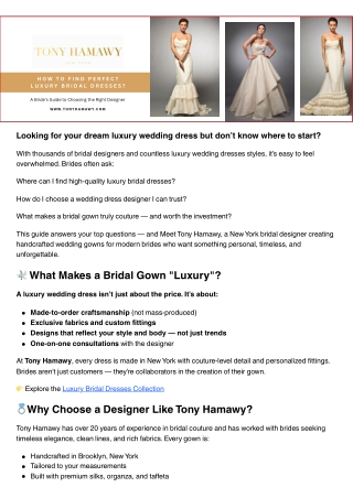 How to Find the Perfect Luxury Bridal Dress A Bride’s Guide to Choosing the Right Designer