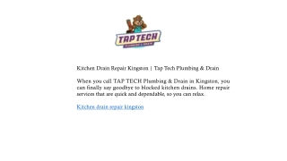 Kitchen Drain Repair Kingston | Tap Tech Plumbing & Drain