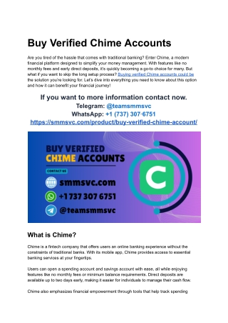 Best Sites To Buy Verified Chime Accounts in UUSA 2025