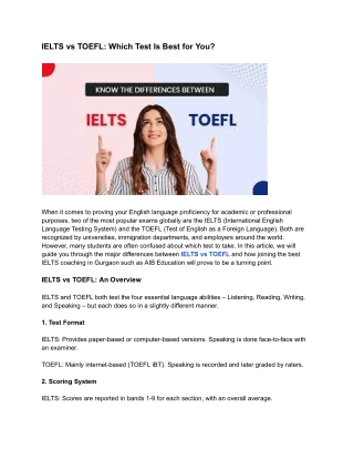 IELTS vs TOEFL Which Test Is Best for You
