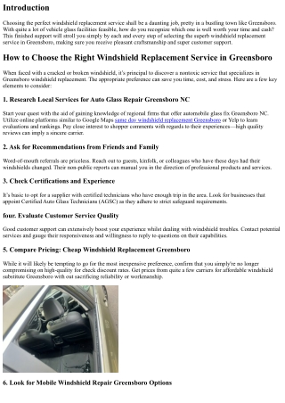 How to Choose the Right Windshield Replacement Service in Greensboro