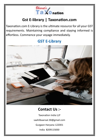 Gst E-library  TaxonationGst E-library | Taxonation.com