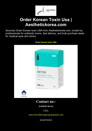 Order Korean Toxin Usa  Aesthetickorea.com