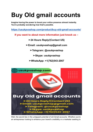 Buy Old gmail accounts