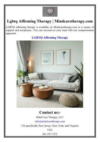 Lgbtq Affirming Therapy | Mindcaretherapy.com