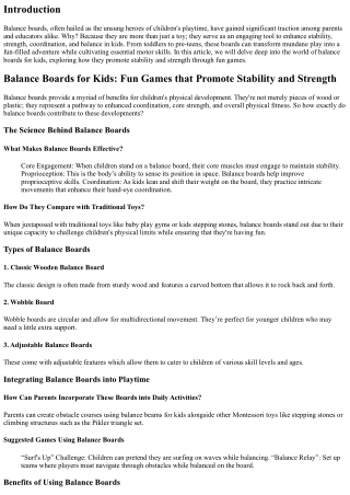 Balance Boards for Kids: Fun Games that Promote Stability and Strength