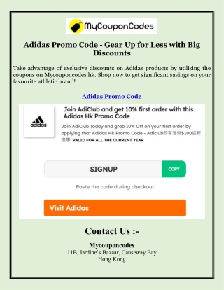 Adidas Promo Code - Gear Up for Less with Big Discounts
